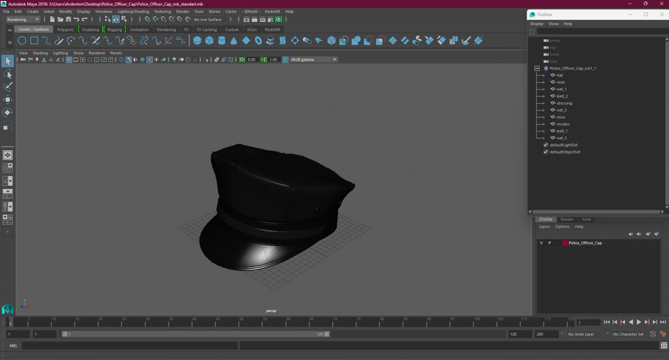 3D Police Officer Cap model