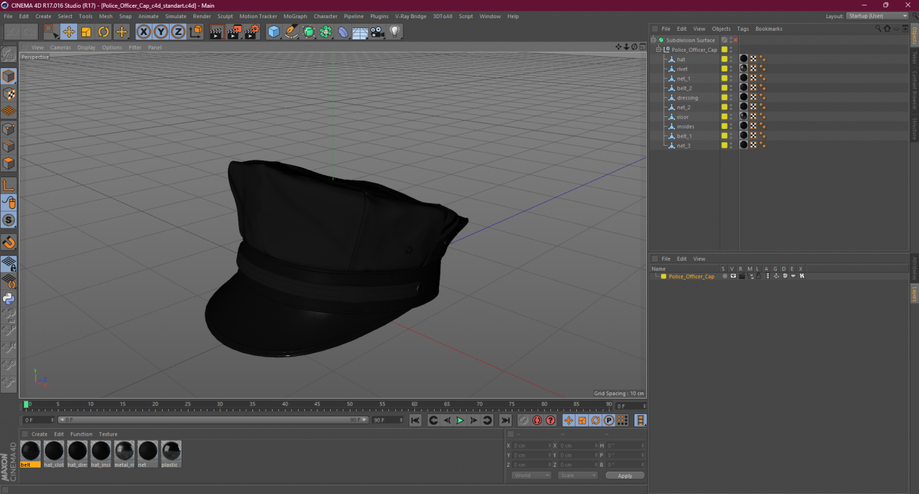 3D Police Officer Cap model