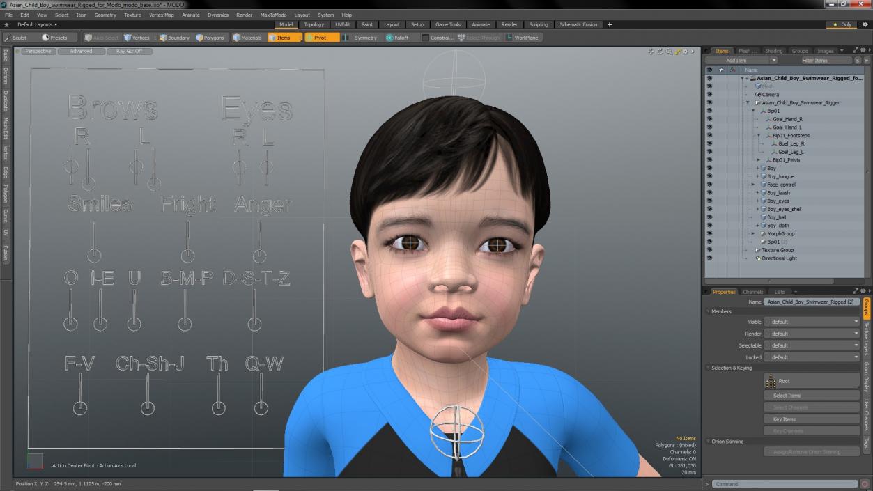 3D model Asian Child Boy Swimwear Rigged for Modo