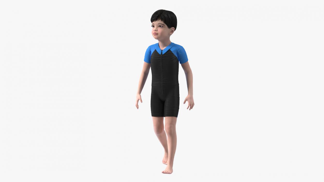 3D model Asian Child Boy Swimwear Rigged for Modo