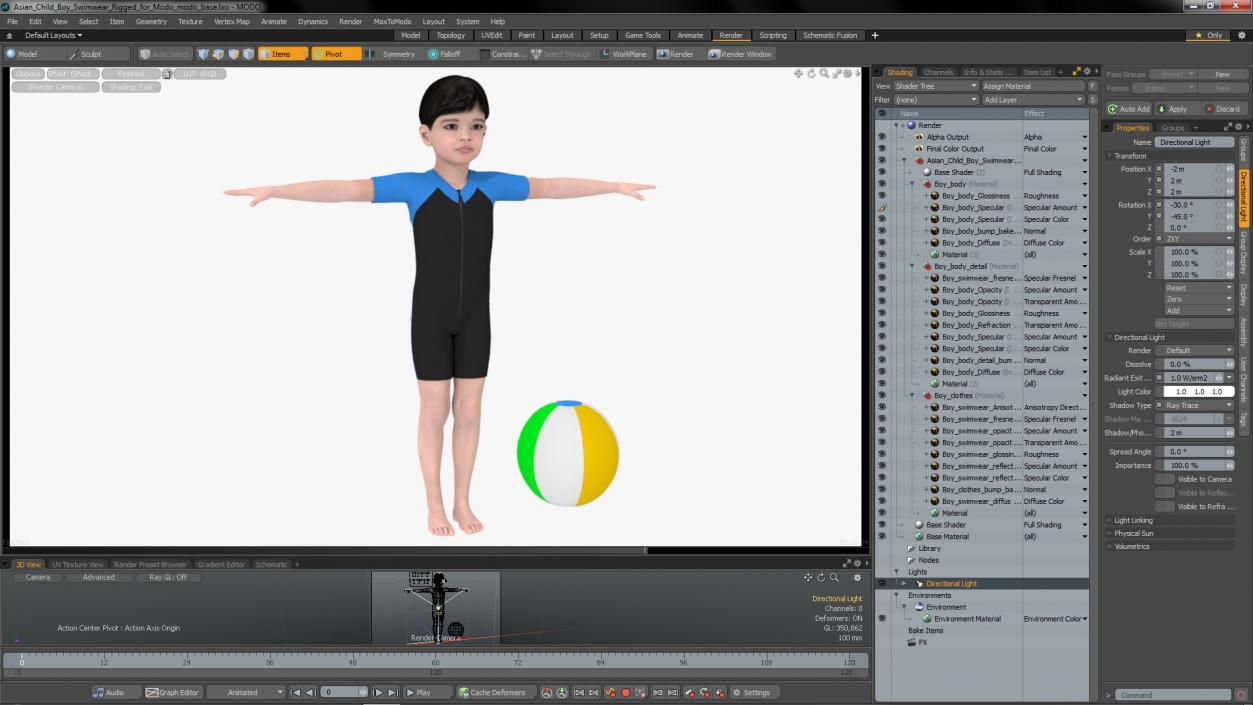 3D model Asian Child Boy Swimwear Rigged for Modo