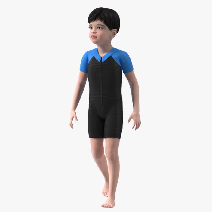 3D model Asian Child Boy Swimwear Rigged for Modo