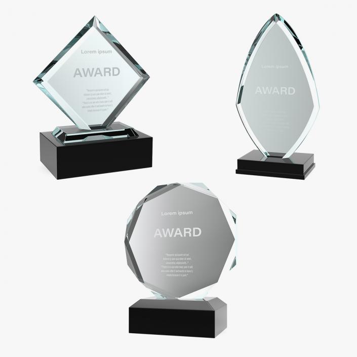 Glass Award Trophy Collection 3D model