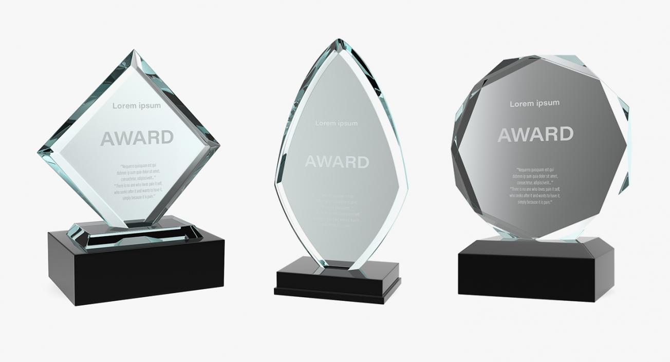 Glass Award Trophy Collection 3D model