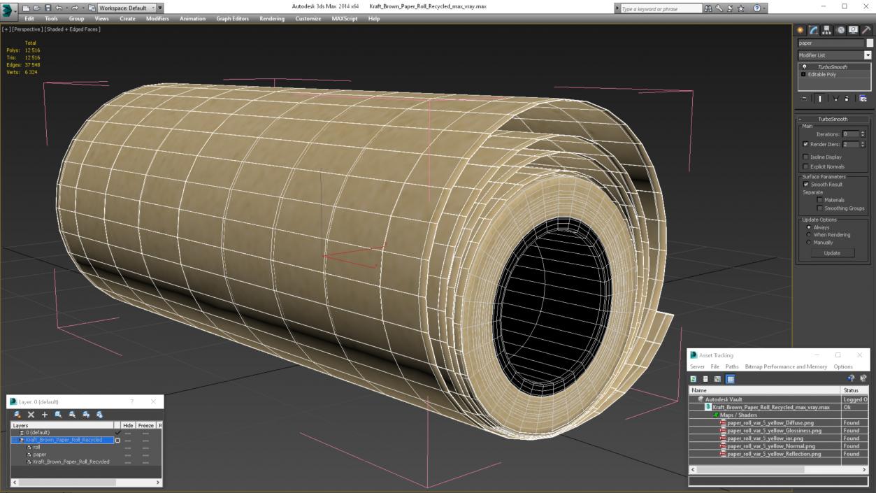 3D Kraft Brown Paper Roll Recycled