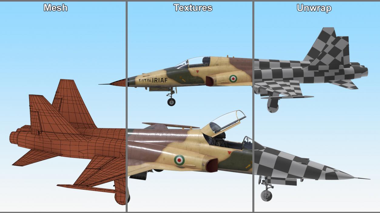 Iranian Aircraft HESA Saeqeh without Arm Rigged 3D