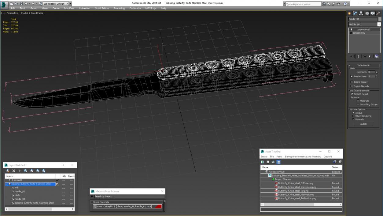 3D model Balisong Butterfly Knife Stainless Steel