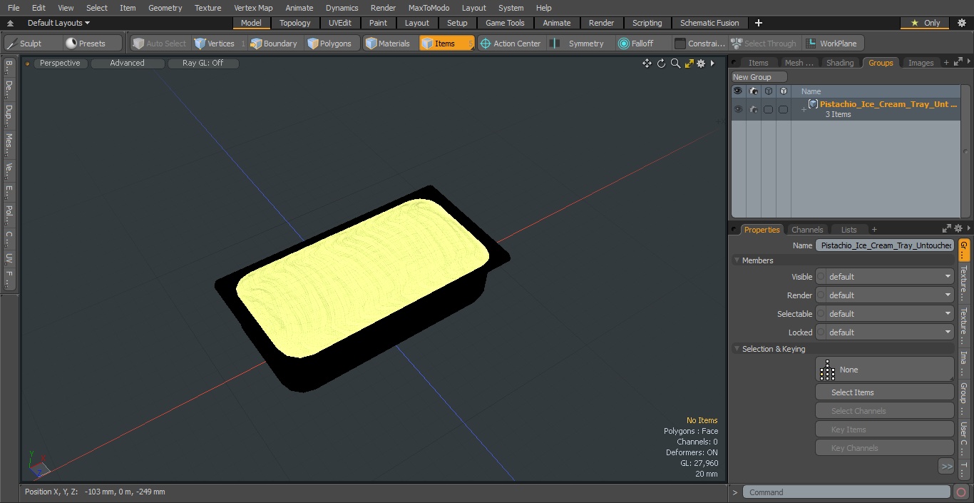 Pistachio Ice Cream Tray Untouched Surface 3D