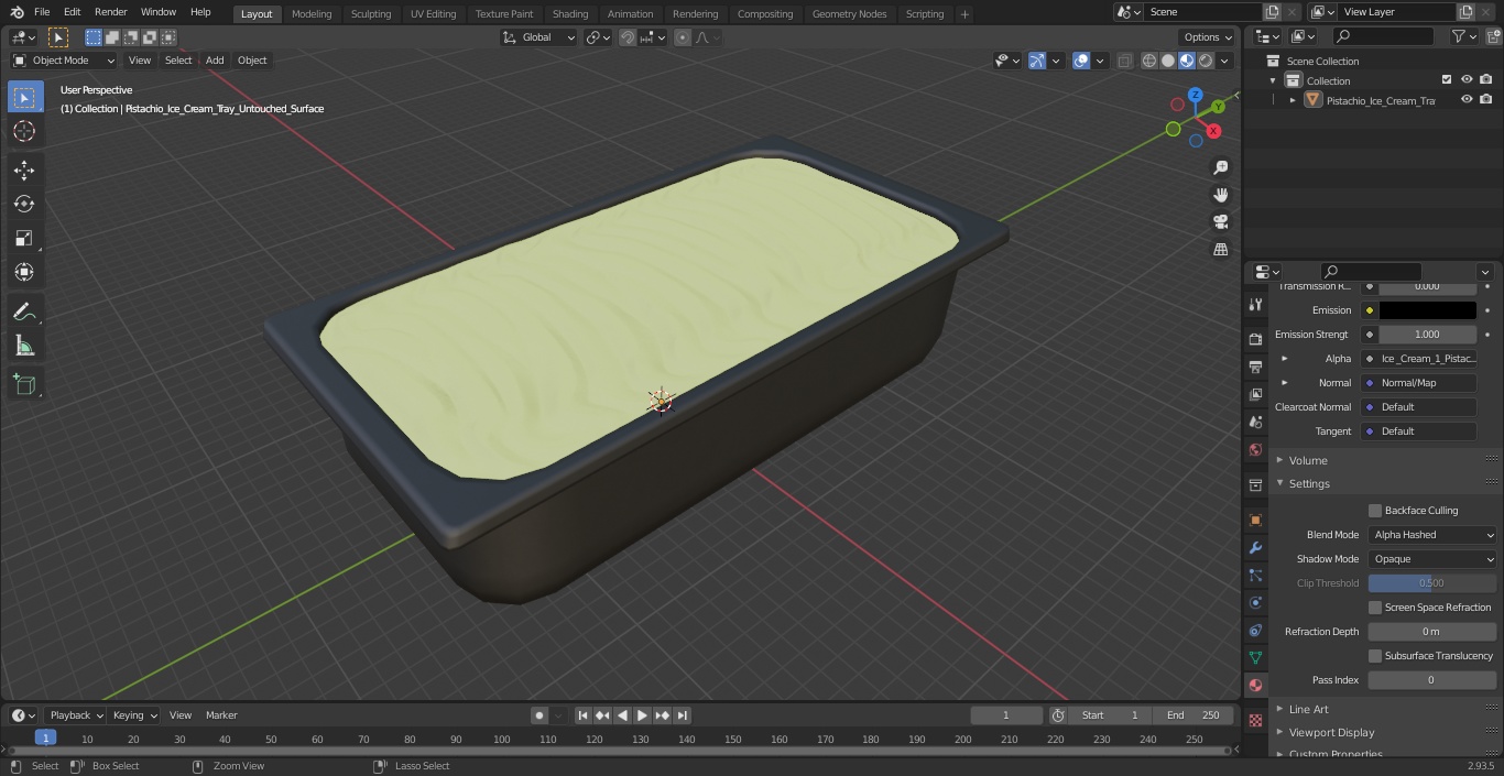 Pistachio Ice Cream Tray Untouched Surface 3D