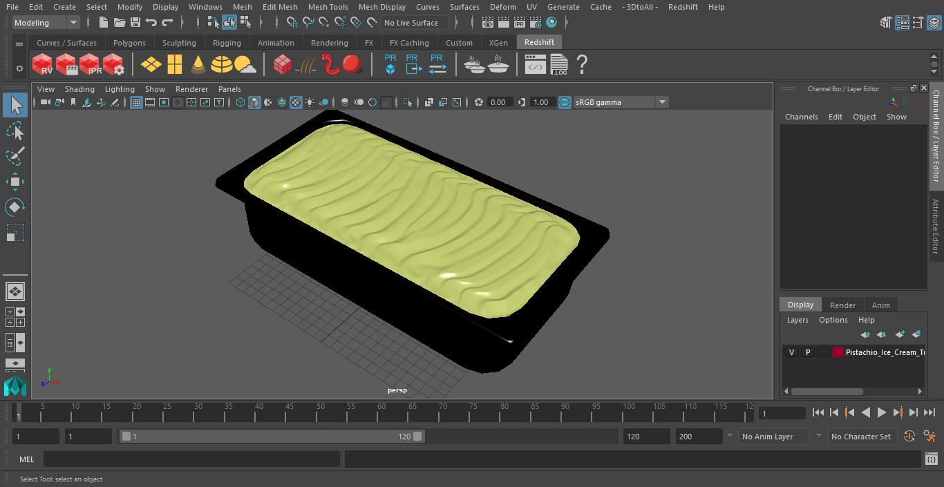 Pistachio Ice Cream Tray Untouched Surface 3D