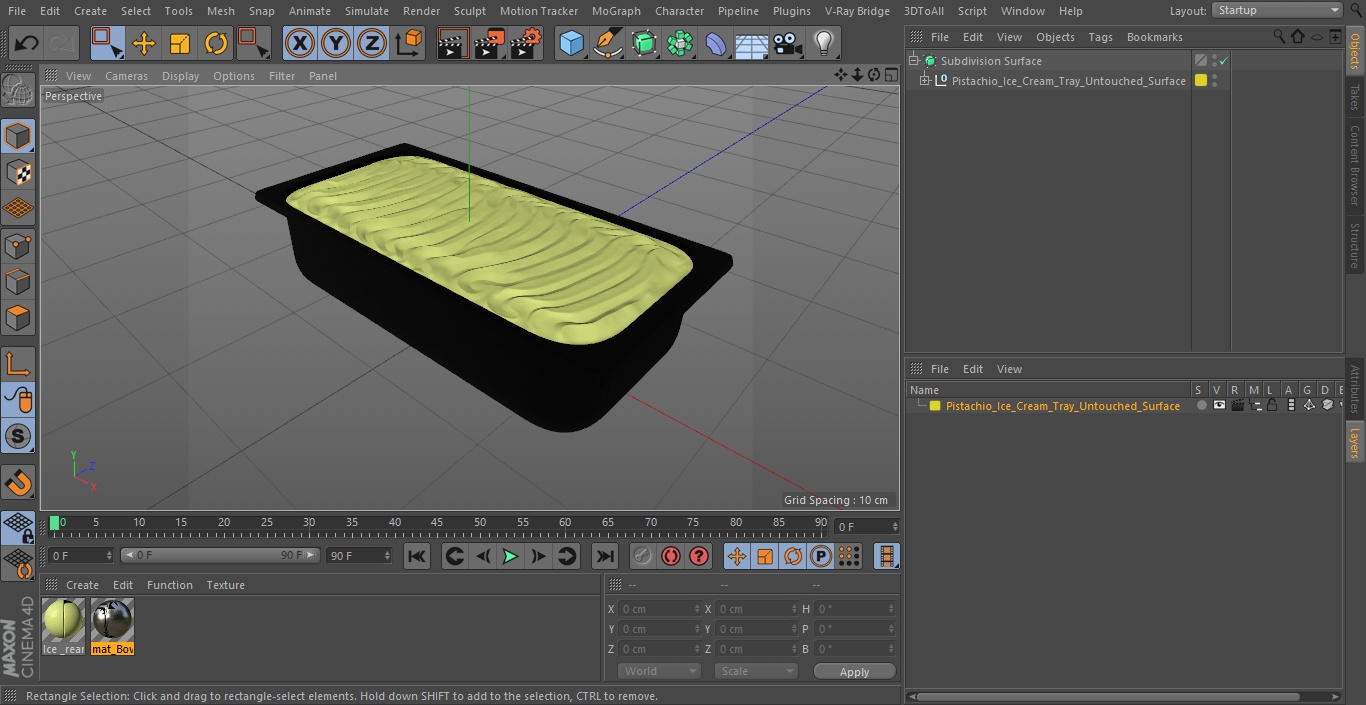 Pistachio Ice Cream Tray Untouched Surface 3D