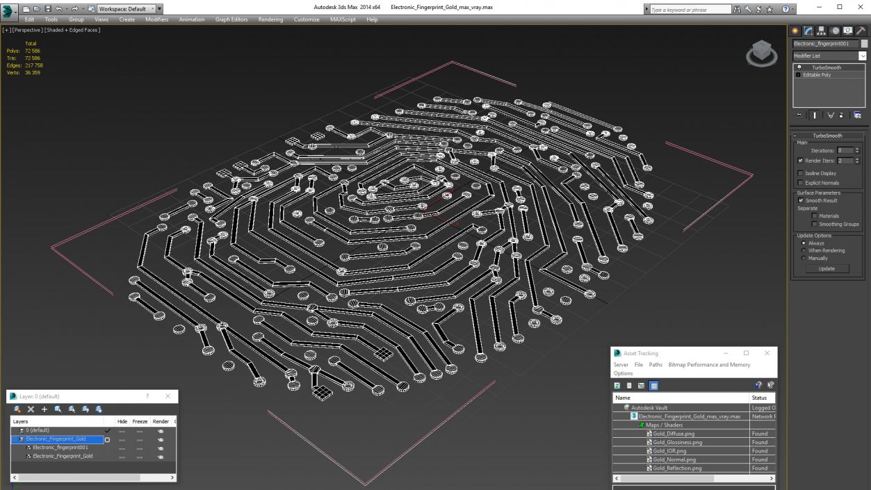 Electronic Fingerprint Gold 3D