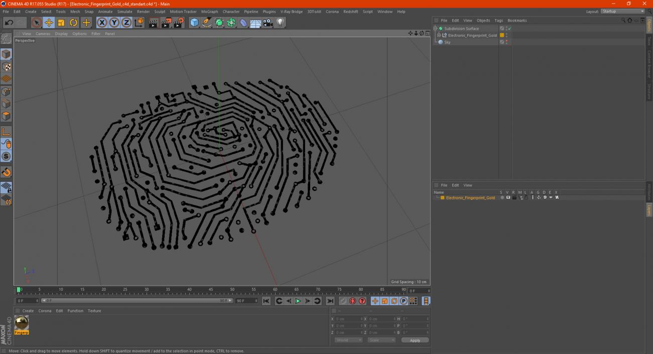 Electronic Fingerprint Gold 3D