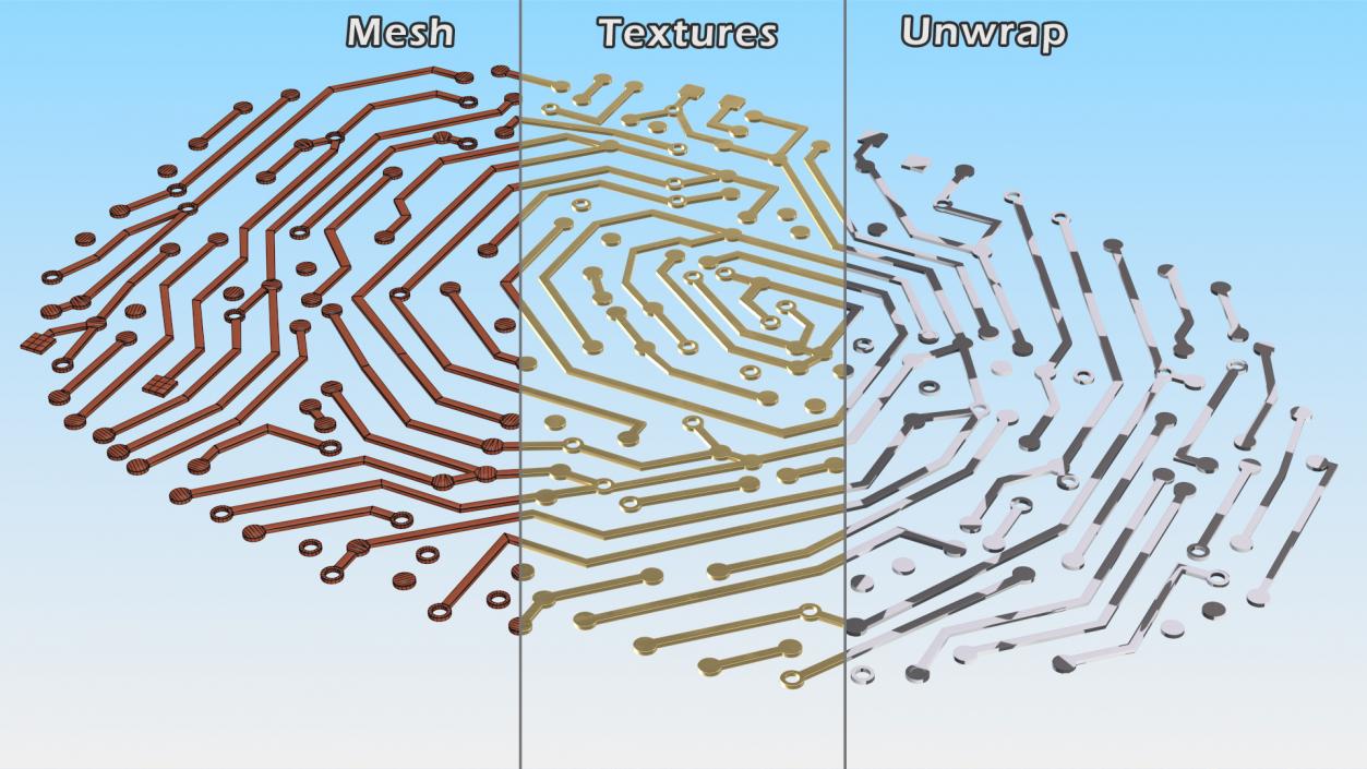 Electronic Fingerprint Gold 3D