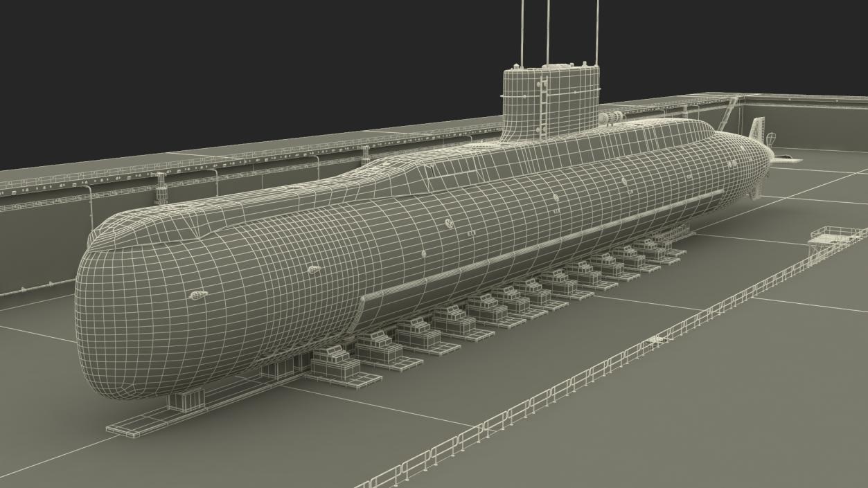 3D model Iranian Fateh Submarine in Dry Dock