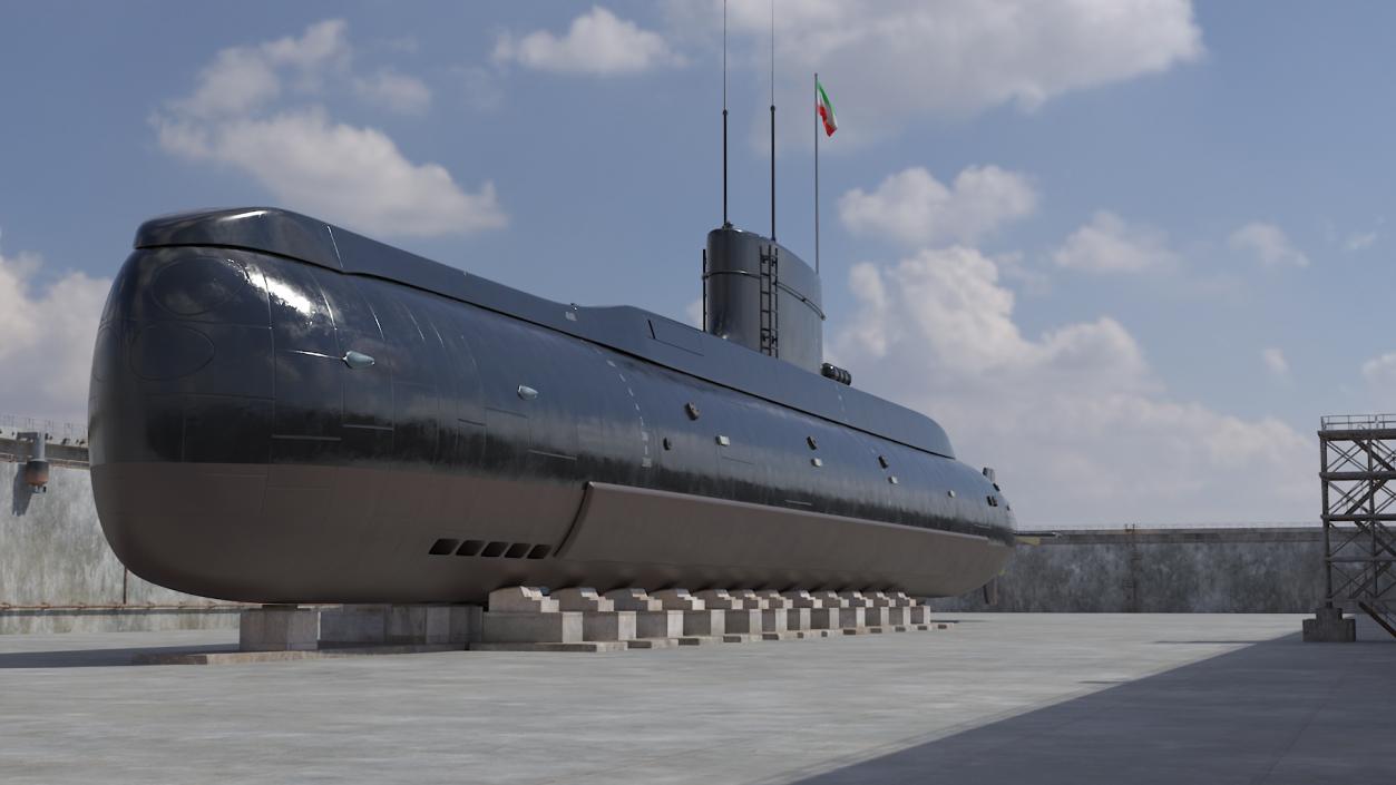 3D model Iranian Fateh Submarine in Dry Dock