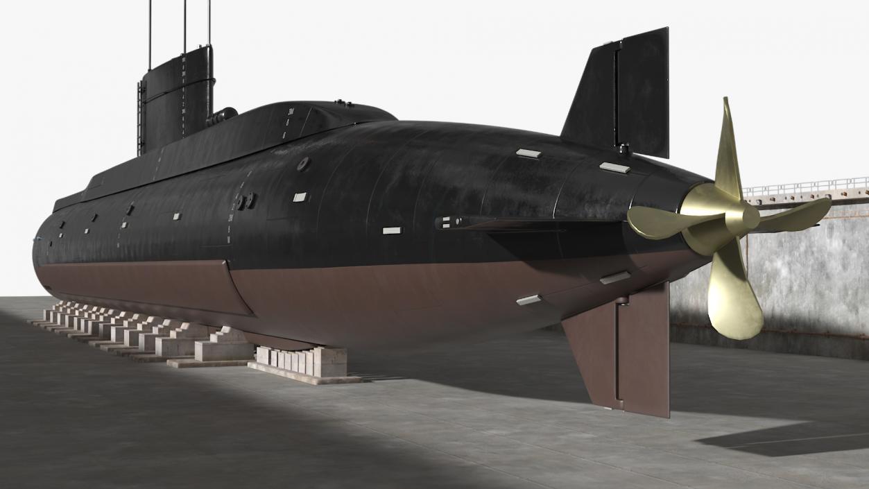 3D model Iranian Fateh Submarine in Dry Dock