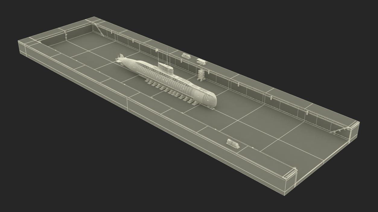 3D model Iranian Fateh Submarine in Dry Dock