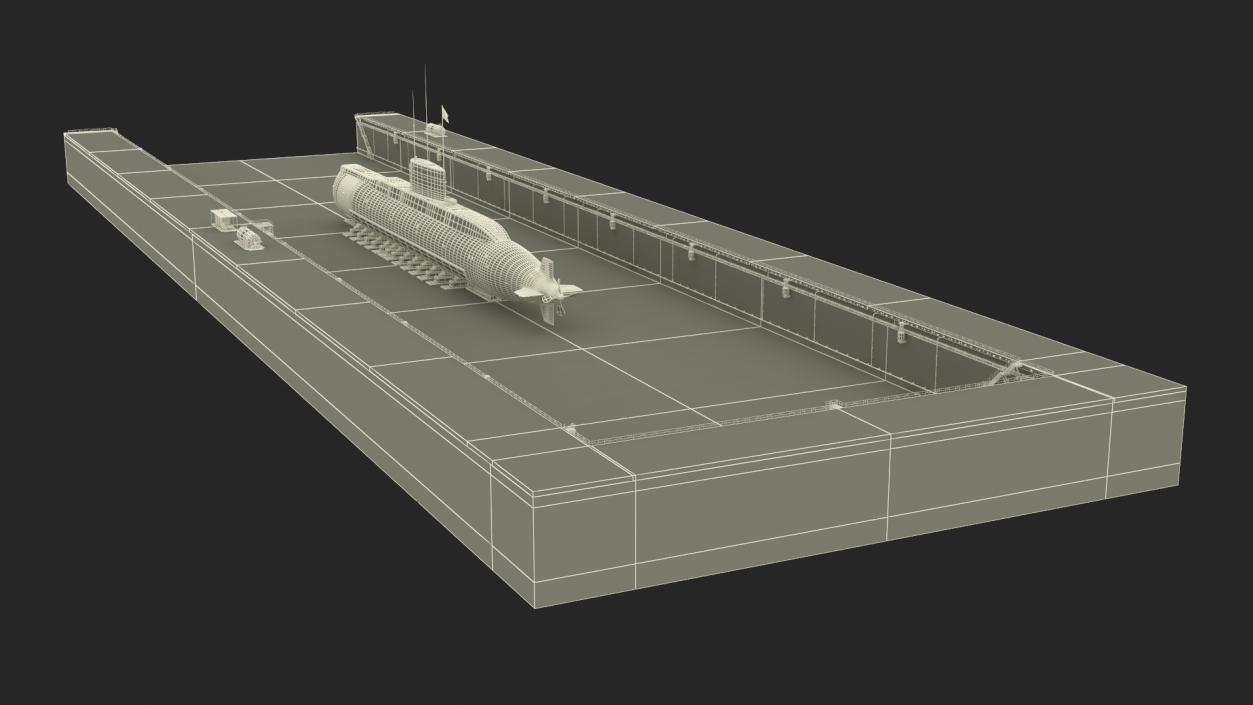 3D model Iranian Fateh Submarine in Dry Dock