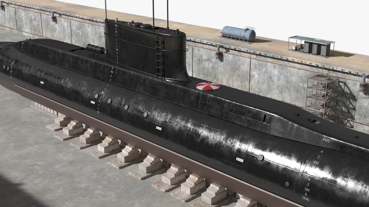 3D model Iranian Fateh Submarine in Dry Dock