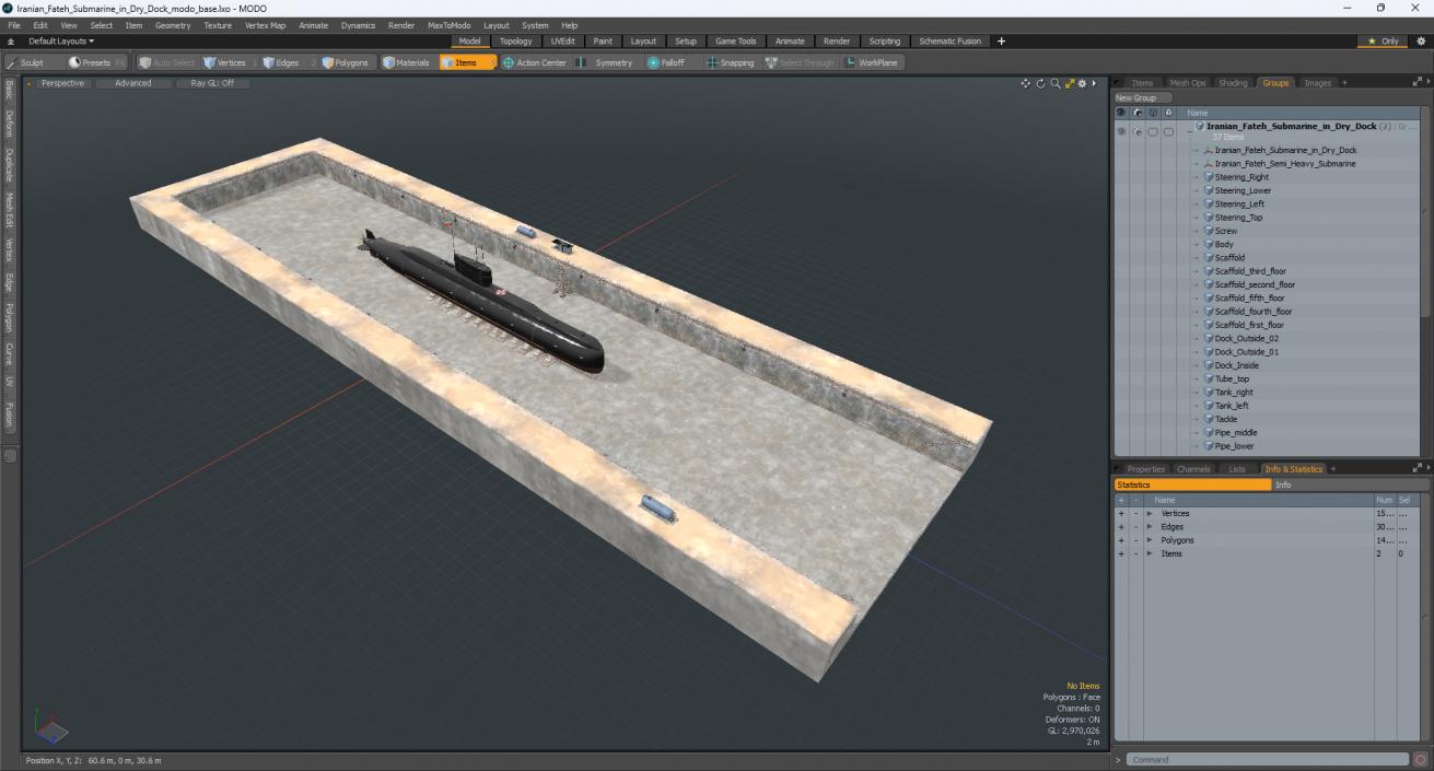 3D model Iranian Fateh Submarine in Dry Dock