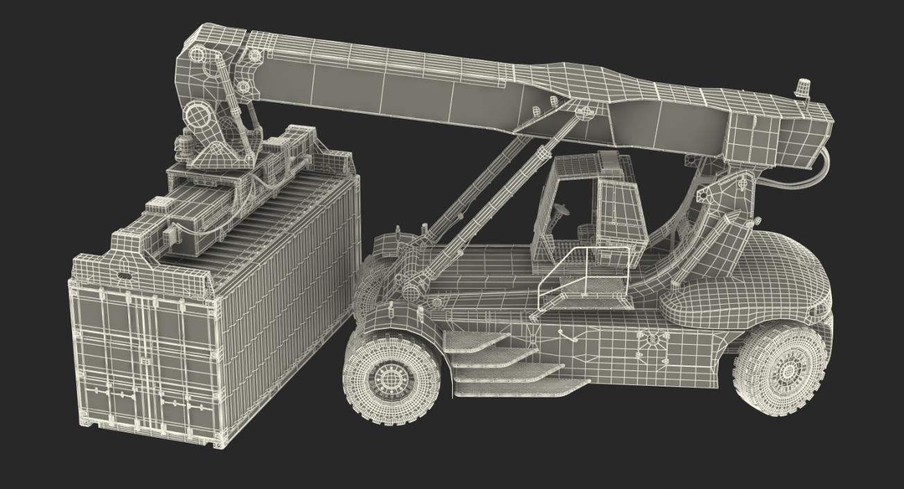 Linde Reach Staker with 20ft ISO Container Rigged 3D model