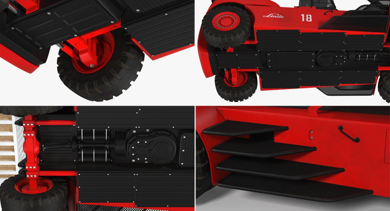 Linde Reach Staker with 20ft ISO Container Rigged 3D model