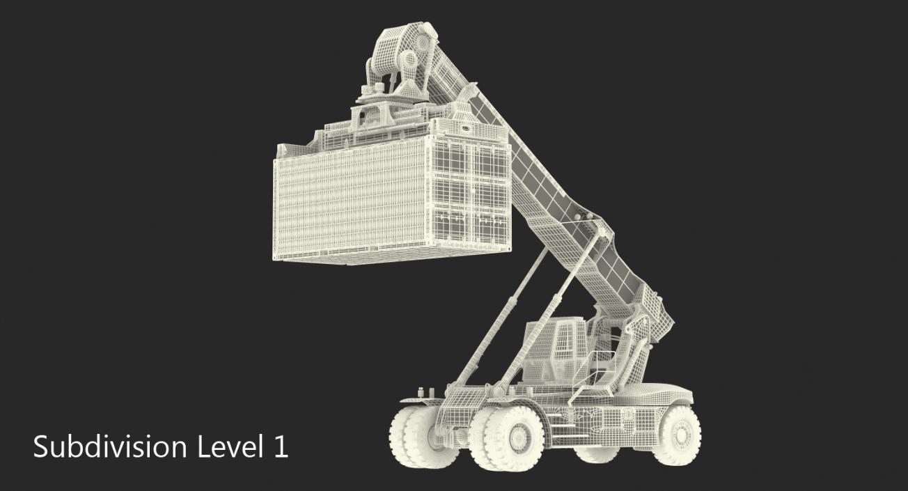 Linde Reach Staker with 20ft ISO Container Rigged 3D model