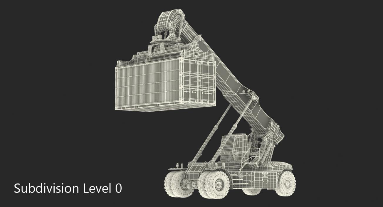 Linde Reach Staker with 20ft ISO Container Rigged 3D model