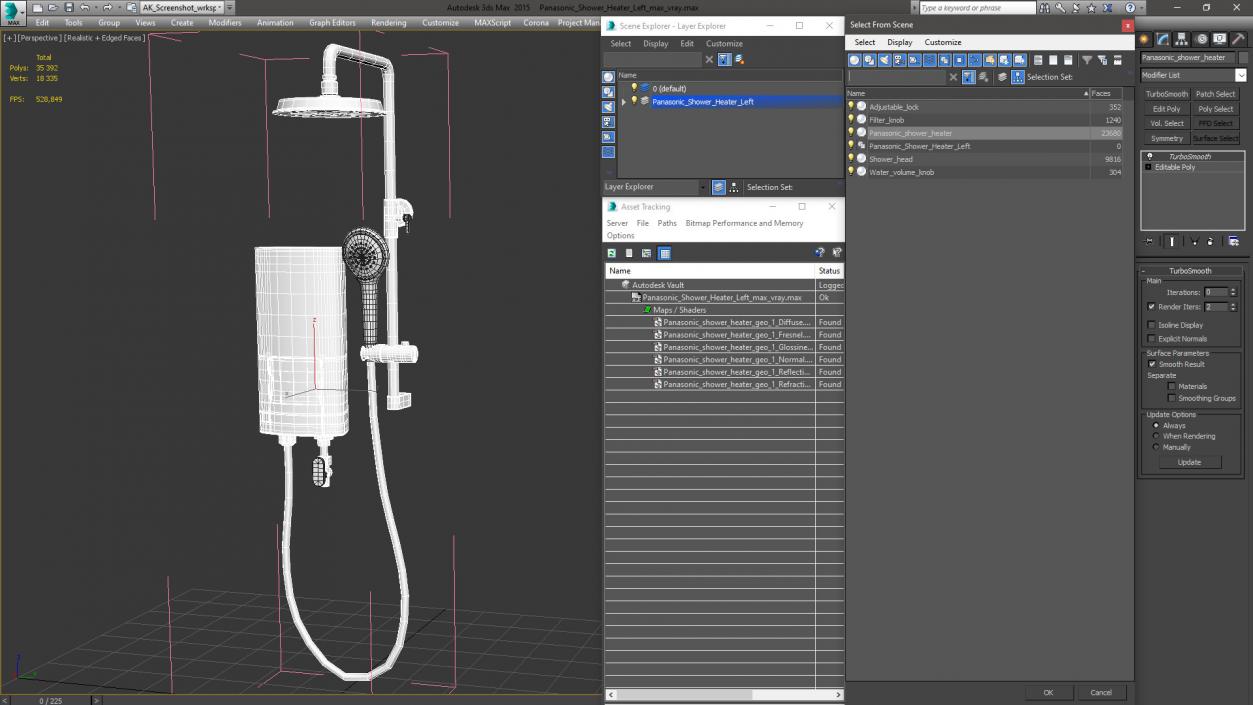 3D Panasonic Shower Heater Left model