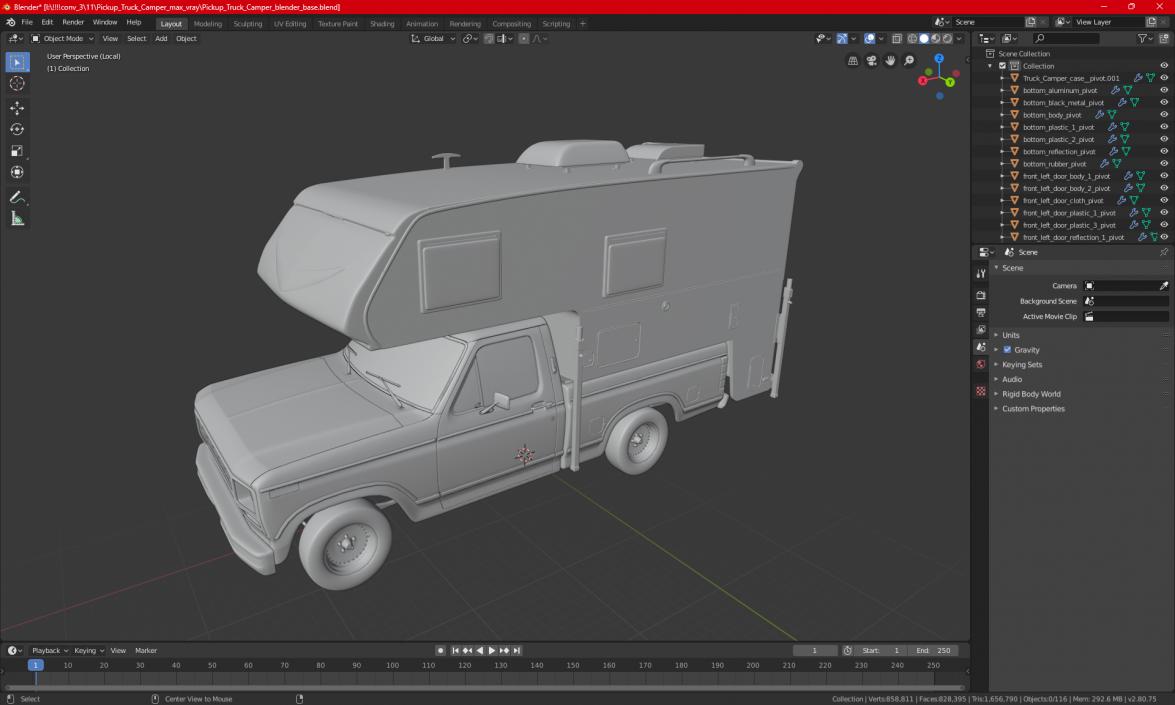 Pickup Truck Camper 3D model