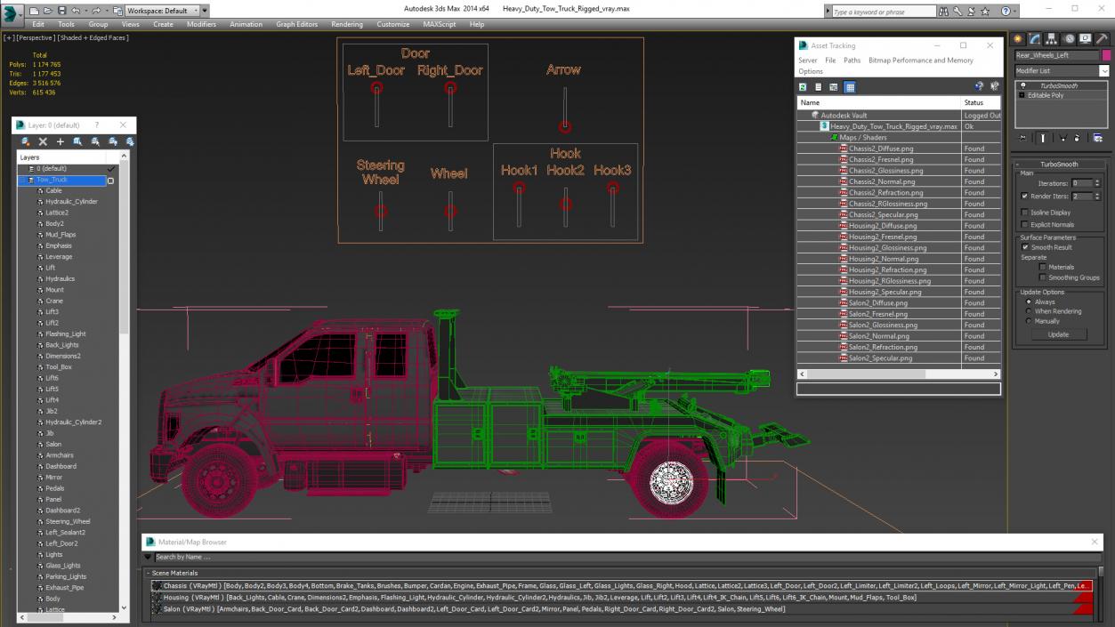 Heavy Duty Tow Truck Rigged 3D