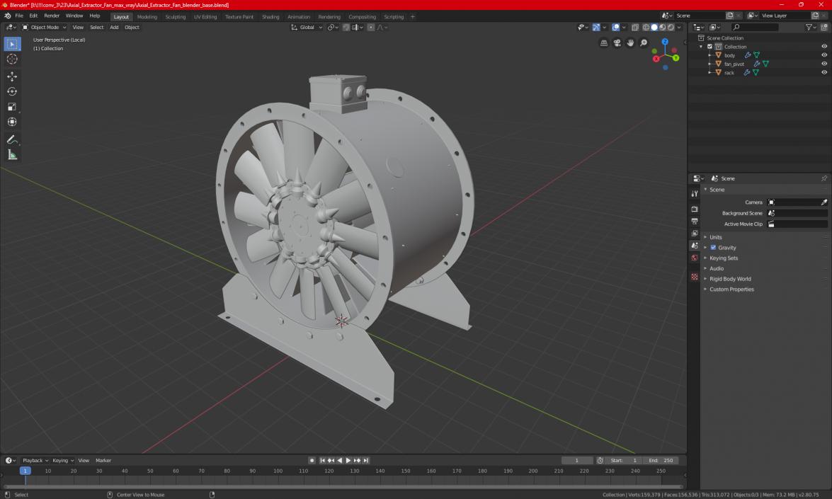 3D model Industrial Axial Fan