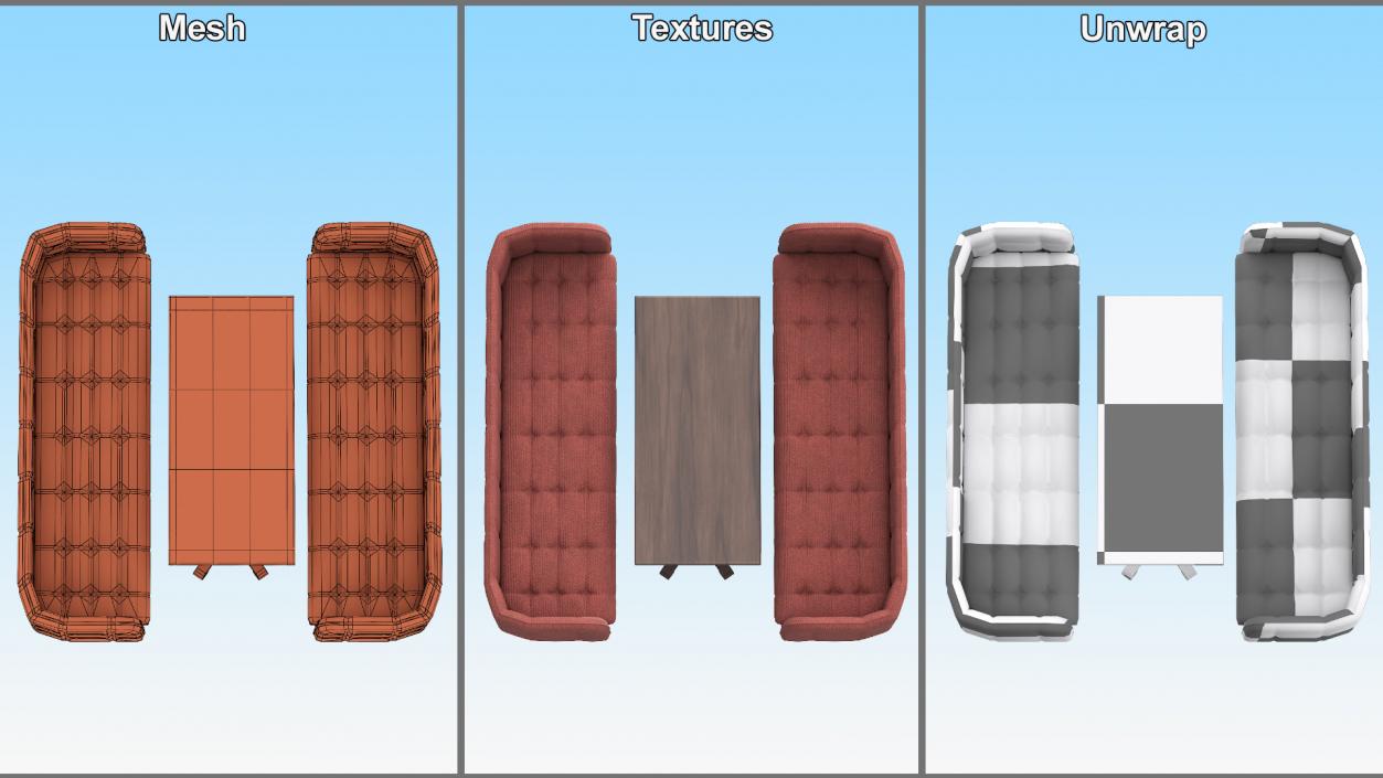 3D model Restaurant Sofas Seating with Table