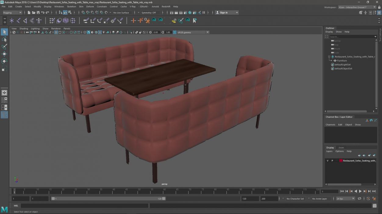 3D model Restaurant Sofas Seating with Table