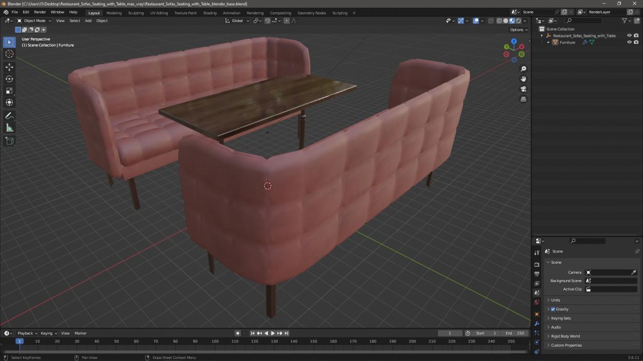 3D model Restaurant Sofas Seating with Table