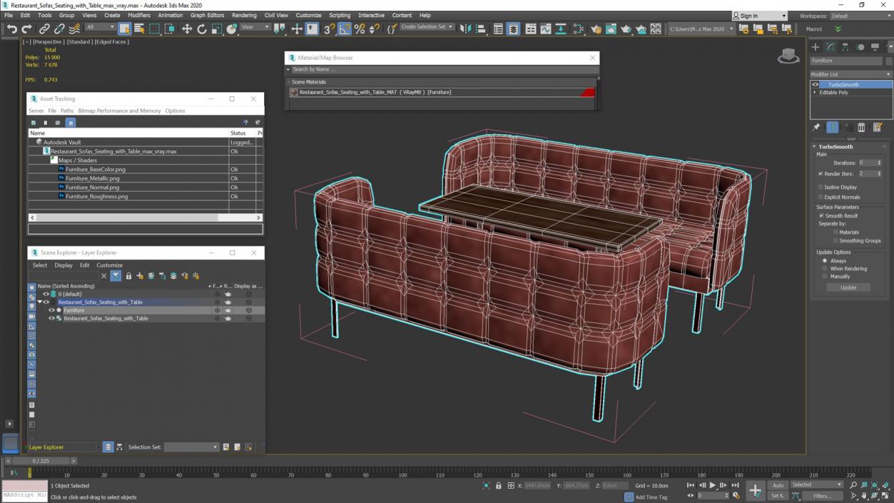 3D model Restaurant Sofas Seating with Table