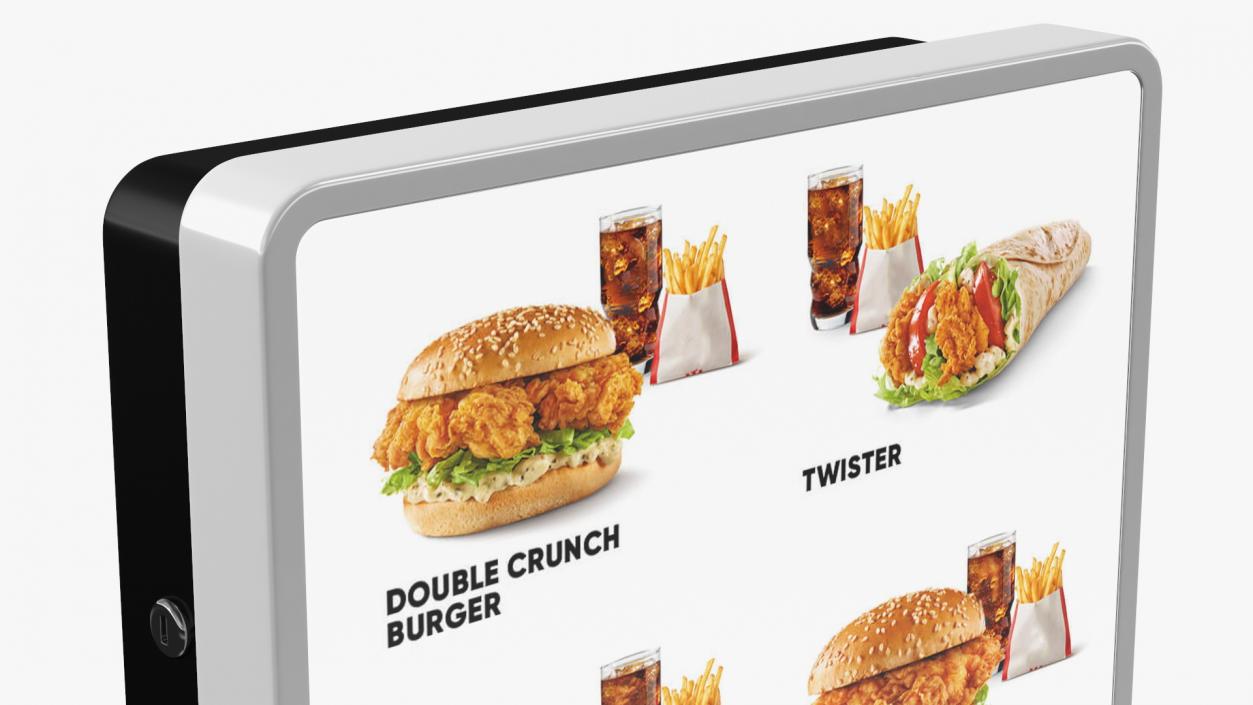 Fast Food Self Ordering Kiosk Wall Mounted 3D