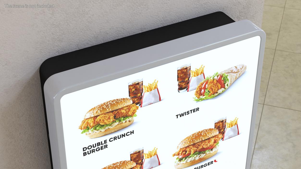 Fast Food Self Ordering Kiosk Wall Mounted 3D