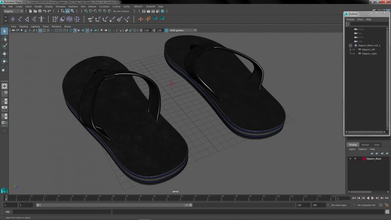 Slippers Black 3D model