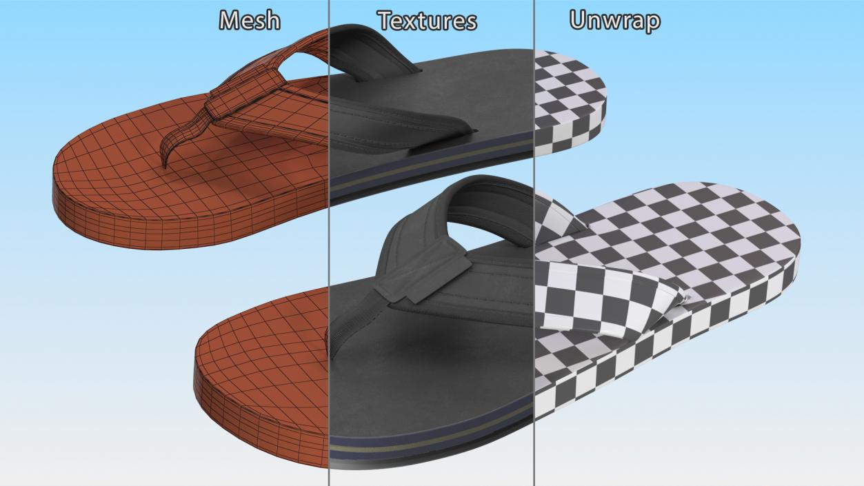 Slippers Black 3D model