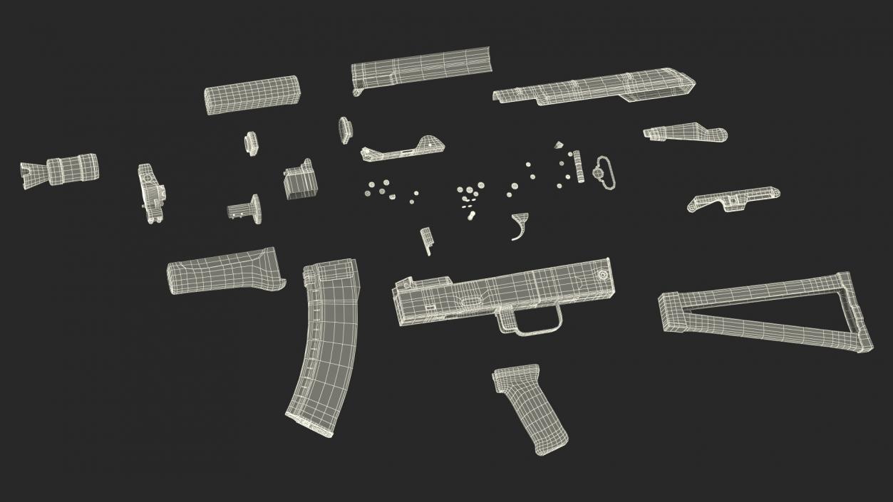 3D AKS 74U Assault Rifle