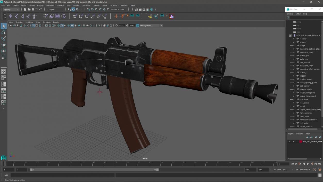 3D AKS 74U Assault Rifle