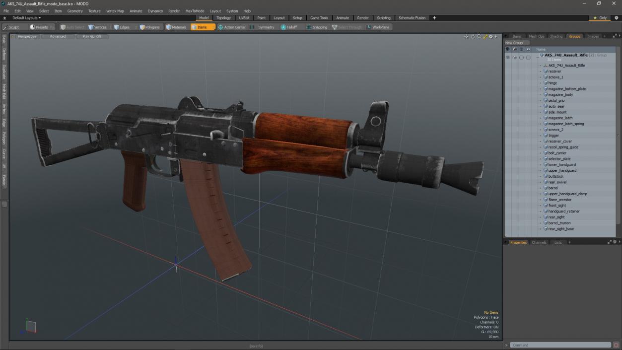 3D AKS 74U Assault Rifle