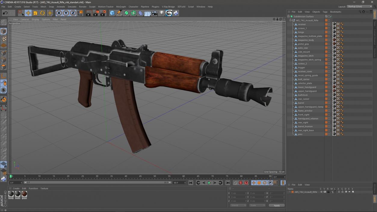 3D AKS 74U Assault Rifle