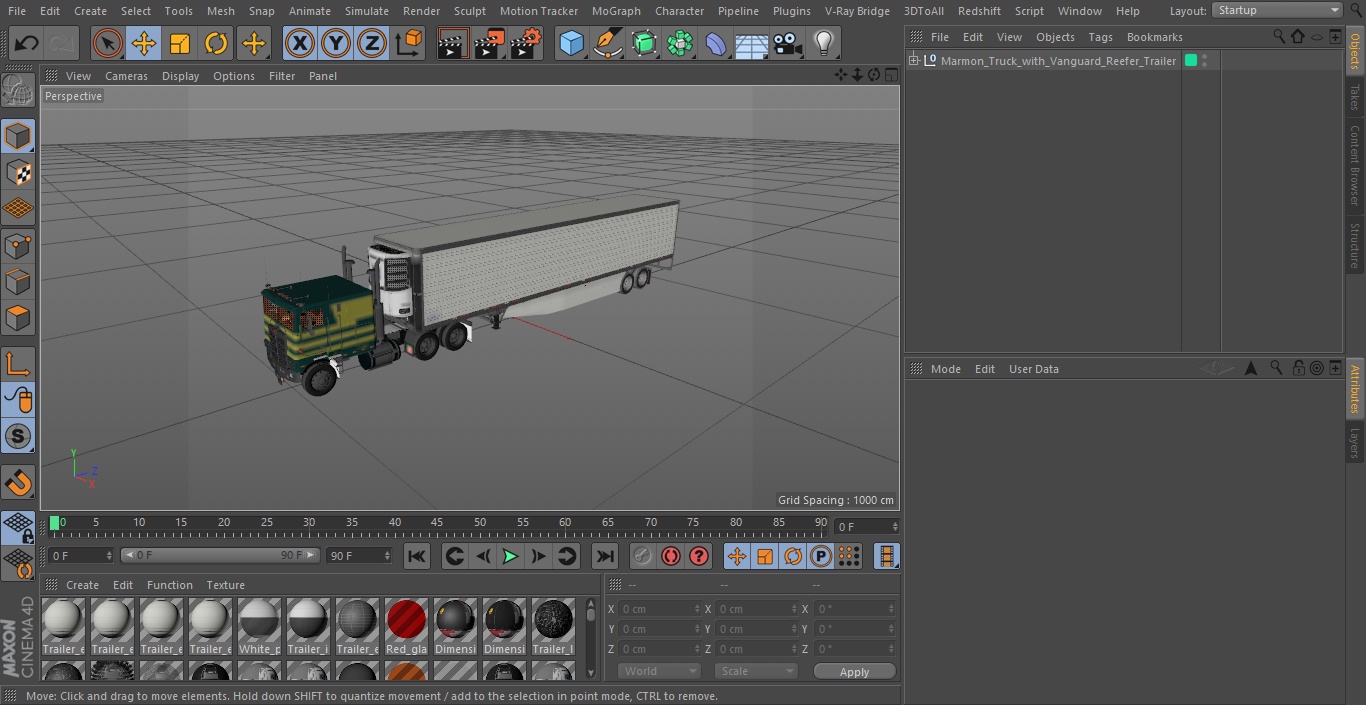 3D Marmon Truck with Vanguard Reefer Trailer