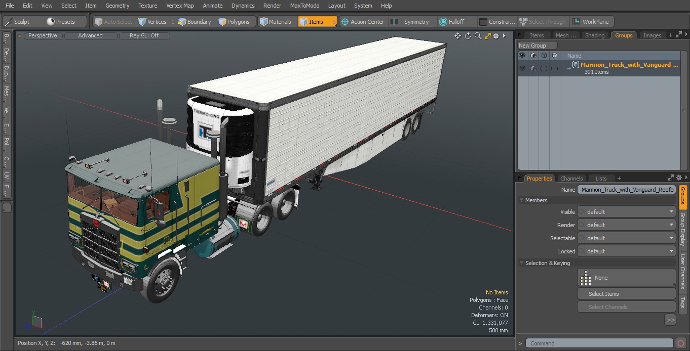 3D Marmon Truck with Vanguard Reefer Trailer