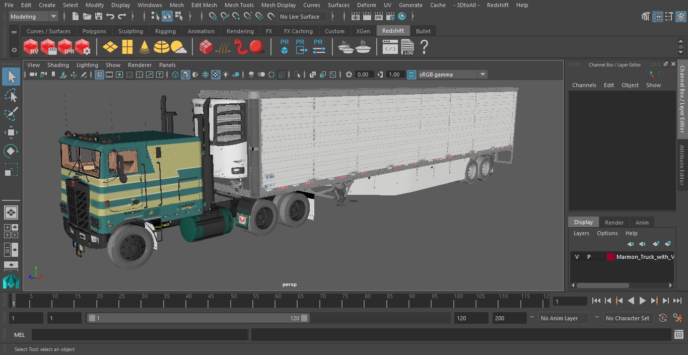 3D Marmon Truck with Vanguard Reefer Trailer