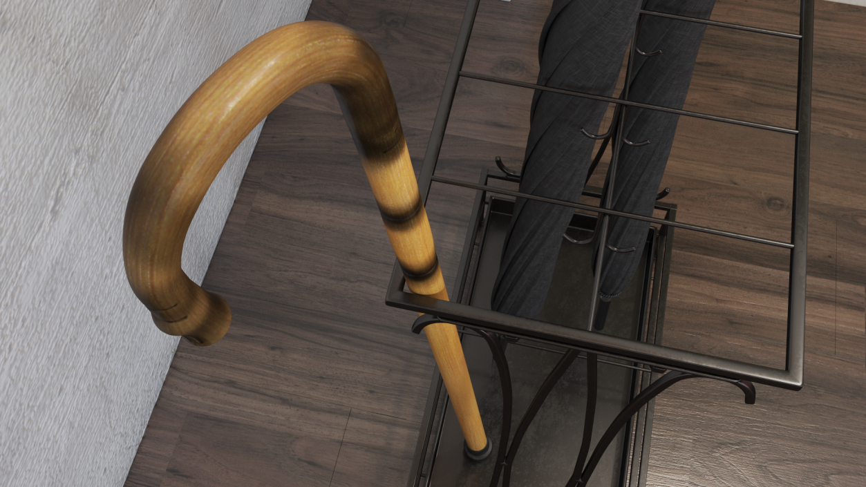 Bamboo Walking Cane 3D model