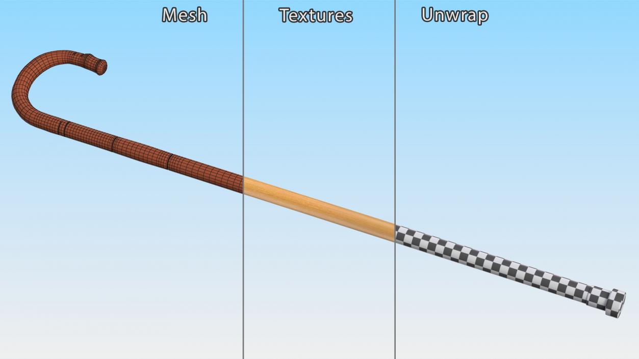 Bamboo Walking Cane 3D model